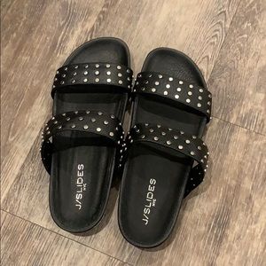 J/Slides Erika stud black sandals